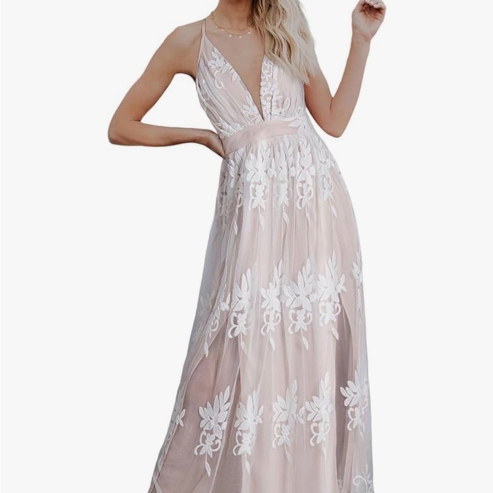 Amazon Blush Floral Backless Dress